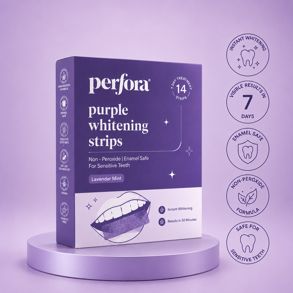Perfora purple teeth whitening strips
